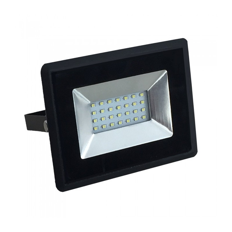 LED Floodlight - 20W, E Series, Black body, Warm white