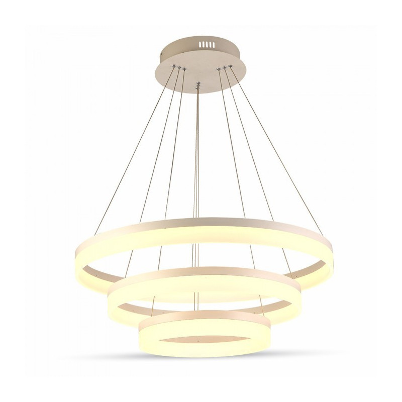 LED Soft light chandelier - 80W, 3 rings, Day white light