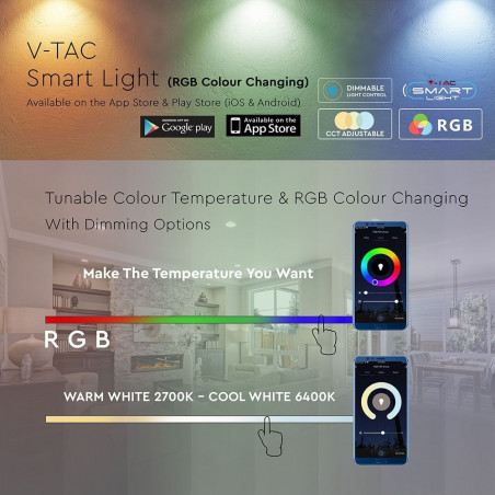 Smart bulb - E14, 4.5W, candle, WiFi, RGB, warm white, white